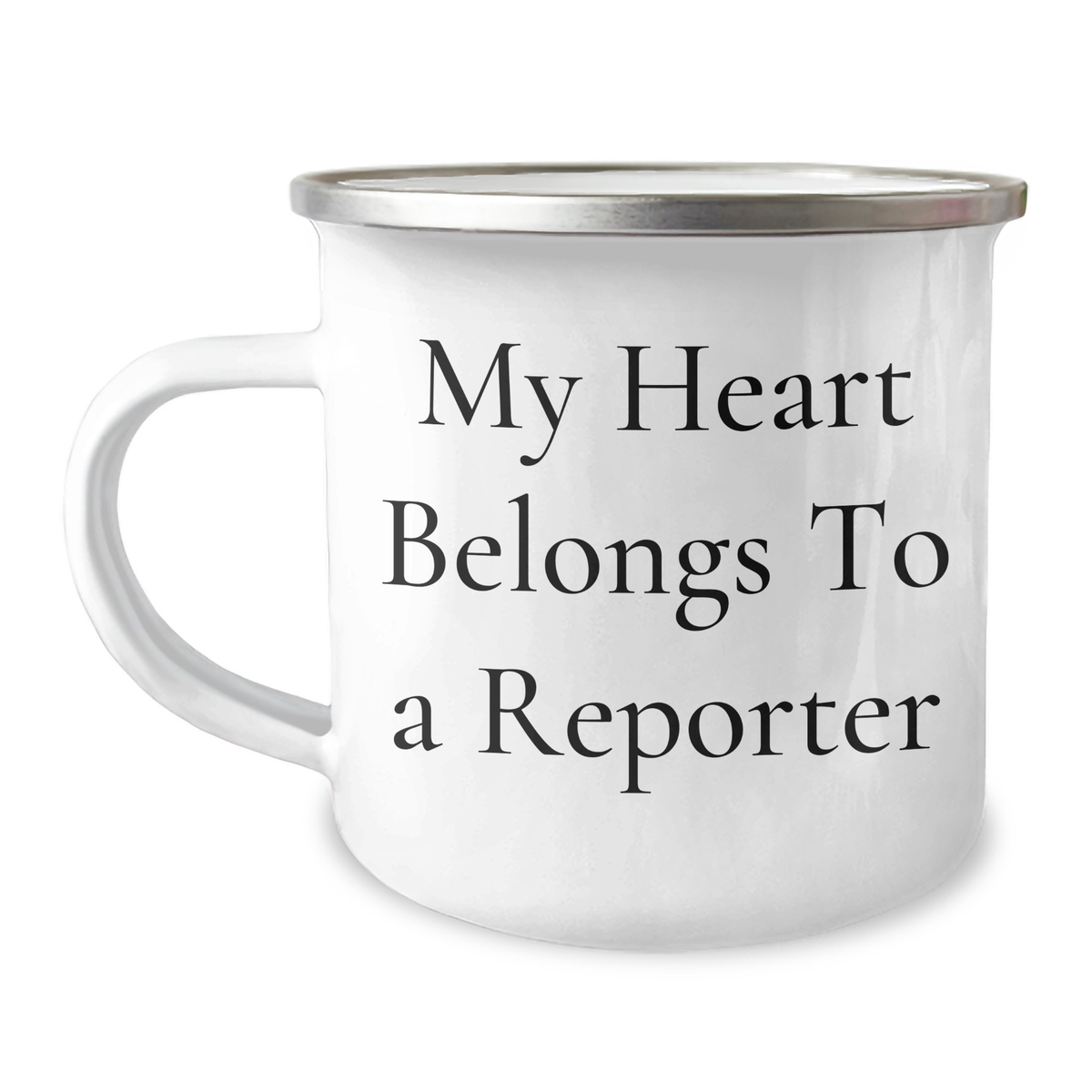 Funny Reporter Gifts for Men from Dad, My Heart Belongs To A Reporter Camping Mug for Father's Day - Image 1