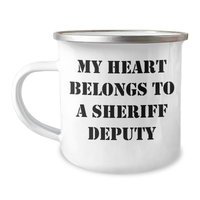 Load image into Gallery viewer, Funny Sheriff Deputy Gifts, My Heart Belongs To A Sheriff Deputy, Camping Mug for Father&#39;s Day, Gifts from Family for Sheriff Deputy - Image 1
