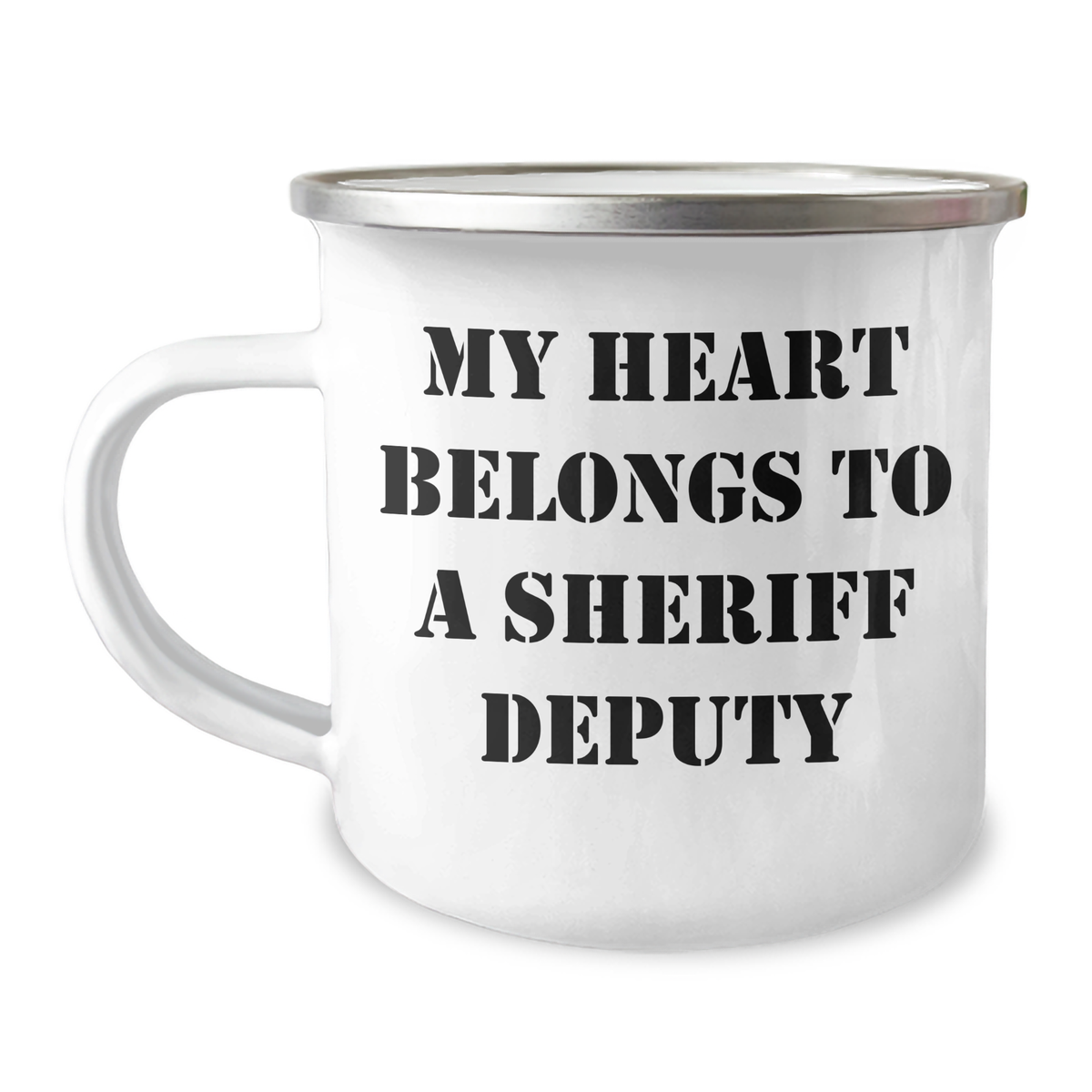 Funny Sheriff Deputy Gifts, My Heart Belongs To A Sheriff Deputy, Camping Mug for Father's Day, Gifts from Family for Sheriff Deputy - Image 1