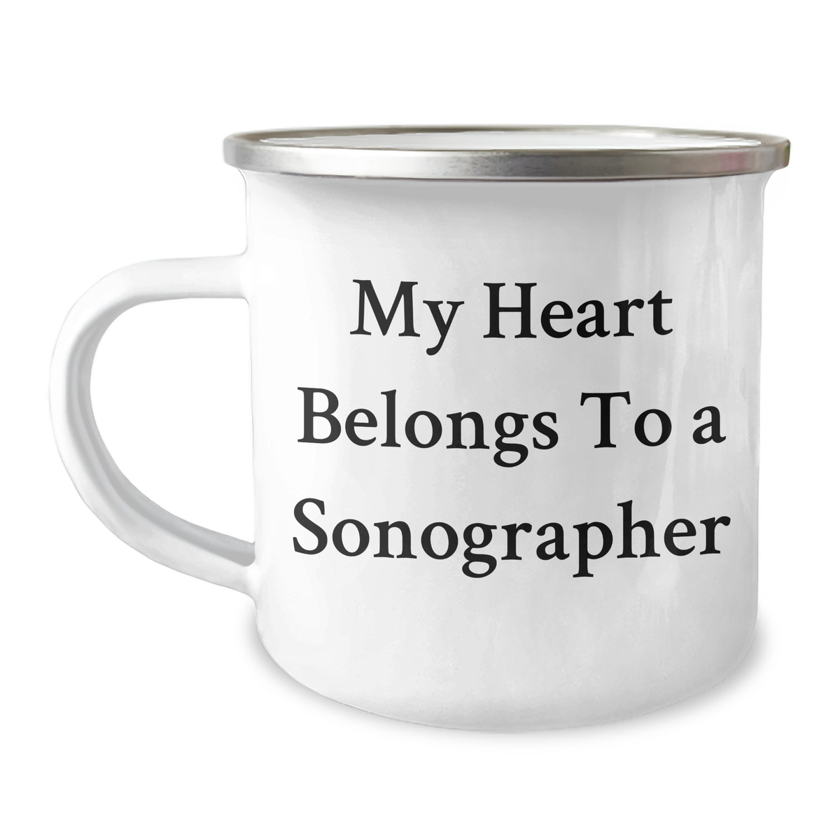 Funny Sonographer Gifts from Friends - My Heart Belongs To A Sonographer Quote on Camping Mug for Sonographer's Father's Day - Image 1