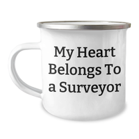 Load image into Gallery viewer, Funny Surveyor Gifts From Men To Family Members - My Heart Belongs To A Surveyor Stainless Steel Camping Mug - Image 1
