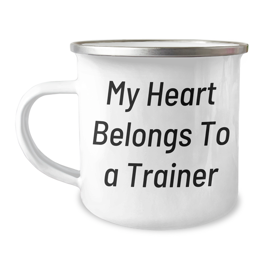 Trainer Lovers' Funny Gift, My Heart Belongs To A Trainer Camping Mug, Father's Day Unique Gifts from Family, Gifts for Trainers - Image 1