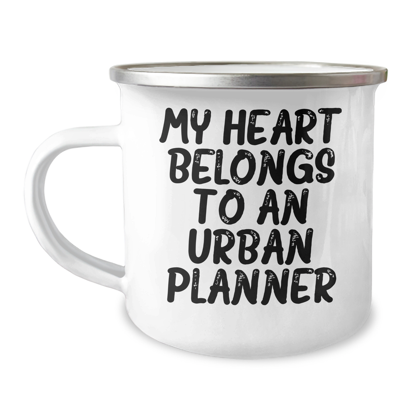 Funny Urban Planner Gifts for Men, 'My Heart Belongs To An Urban Planner' Enamel Camping Mug, Unique Father's Day Unique Gifts from Men to Family - Image 1