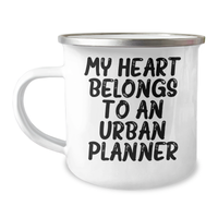 Load image into Gallery viewer, Funny Urban Planner Gifts for Men, &#39;My Heart Belongs To An Urban Planner&#39; Enamel Camping Mug, Unique Father&#39;s Day Unique Gifts from Men to Family - Image 1
