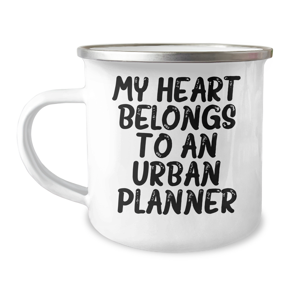 Funny Urban Planner Gifts for Men, 'My Heart Belongs To An Urban Planner' Enamel Camping Mug, Unique Father's Day Unique Gifts from Men to Family - Image 1