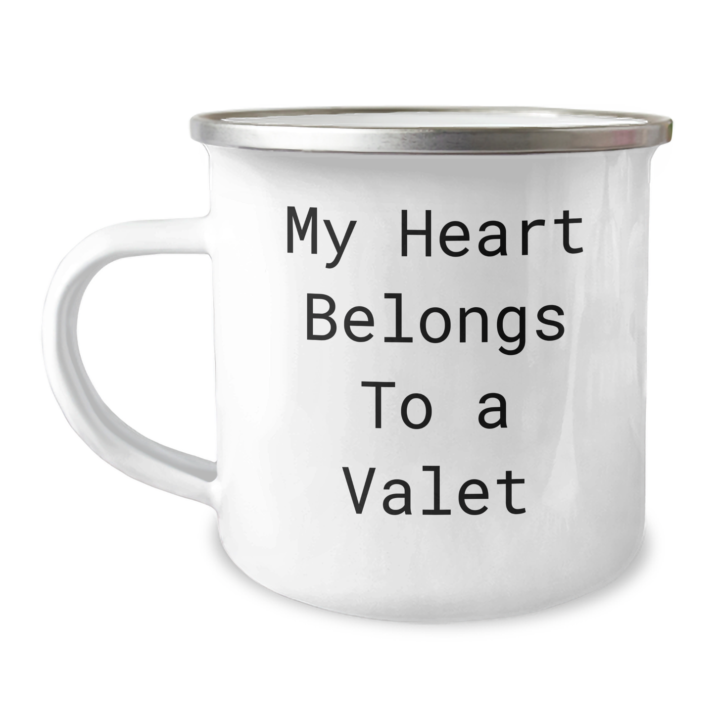 Funny Valet Gifts from Men - My Heart Belongs To A Valet Quote on Camping Mug for Him, Unique Father's Day Unique Gifts for Valet Lovers - Image 1