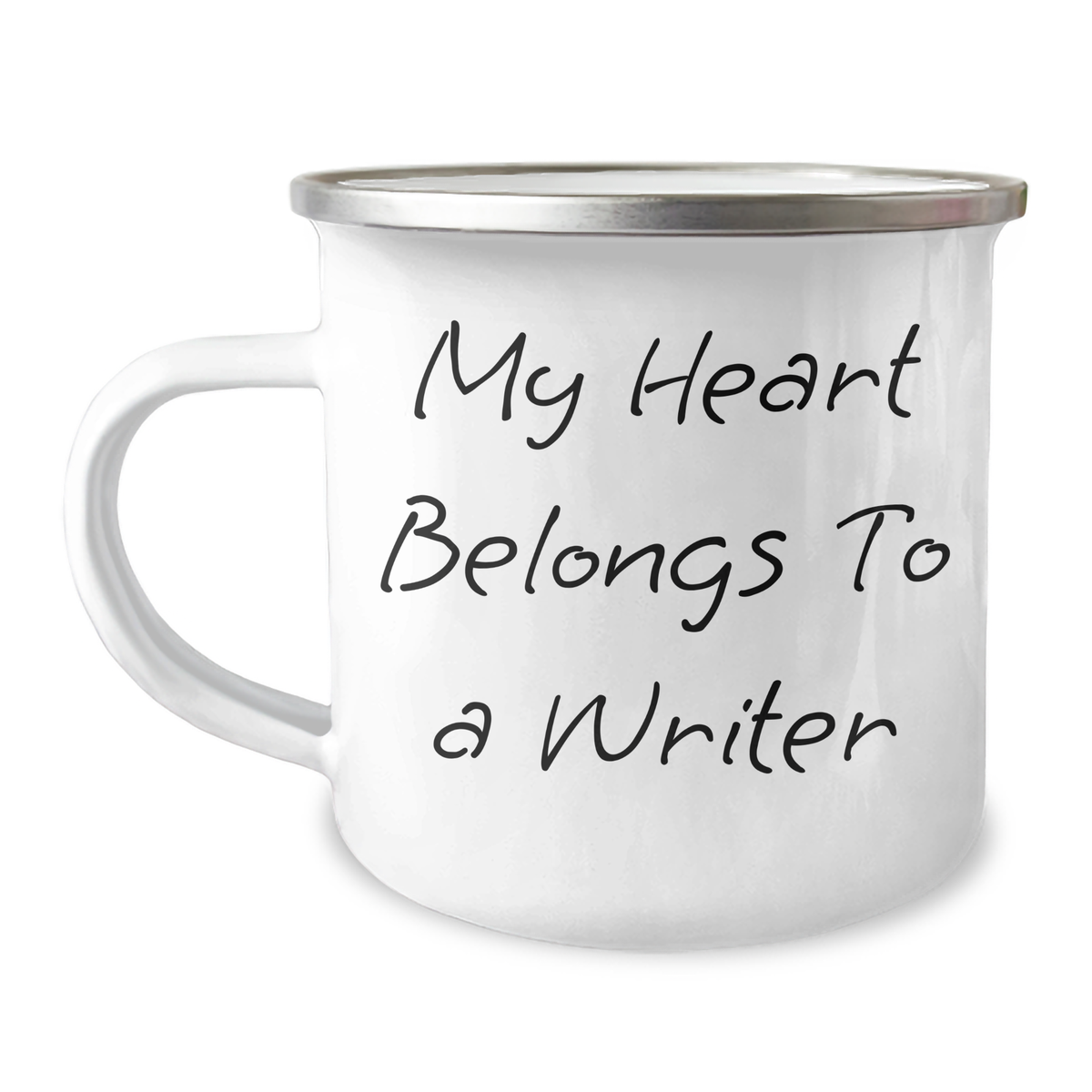 Funny Writer Gifts from Dad - My Heart Belongs To A Writer, 12 oz Camping Mug for Writers, Father's Day Unique Gifts for Men, Family, Friends - Image 1