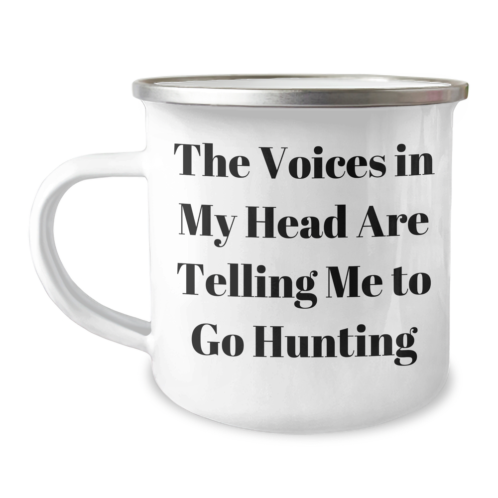Funny Hunting Gifts from Family for Men - 'The Voices In My Head Are Telling Me To Go Hunting' Quote on Camping Mug, Father's Day Unique Gifts - Image 1