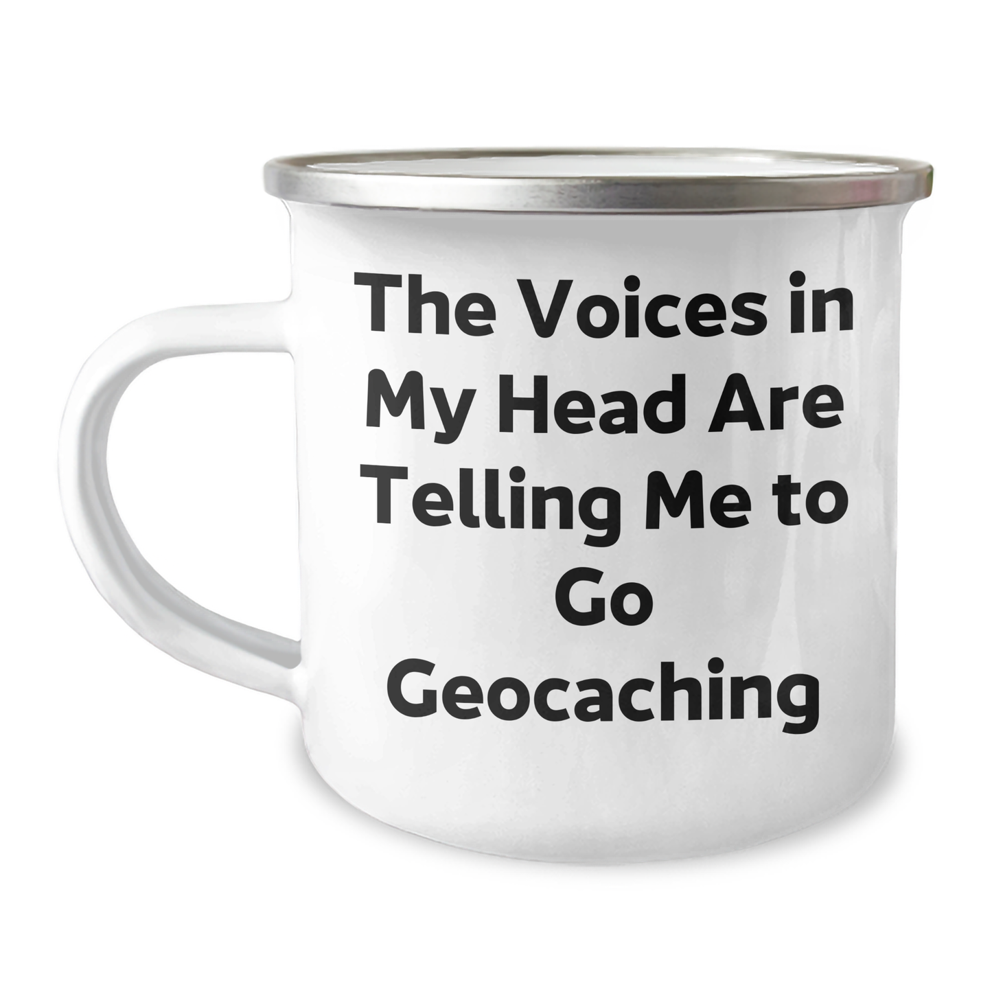 Funny Geocaching Gifts from Friends for Men, Geocaching Camping Mug with 'The Voices In My Head Are Telling Me To Go Geocaching' Quote, Perfect for Father's Day - Image 1
