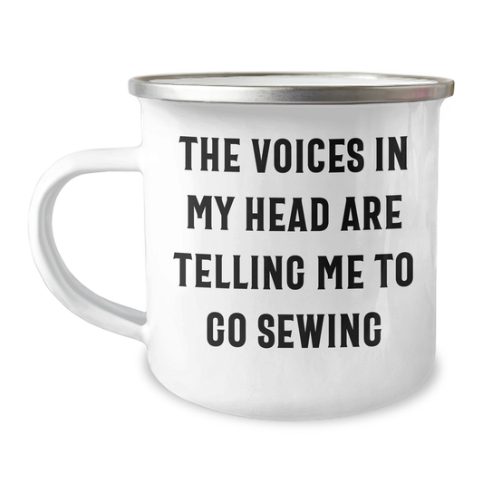 Funny Sewing Gifts for Men - The Voices In My Head Are Telling Me To Go Sewing, Unique Camping Mug for Father's Day, Gifts from Friends, Family, or Coworkers - Image 1