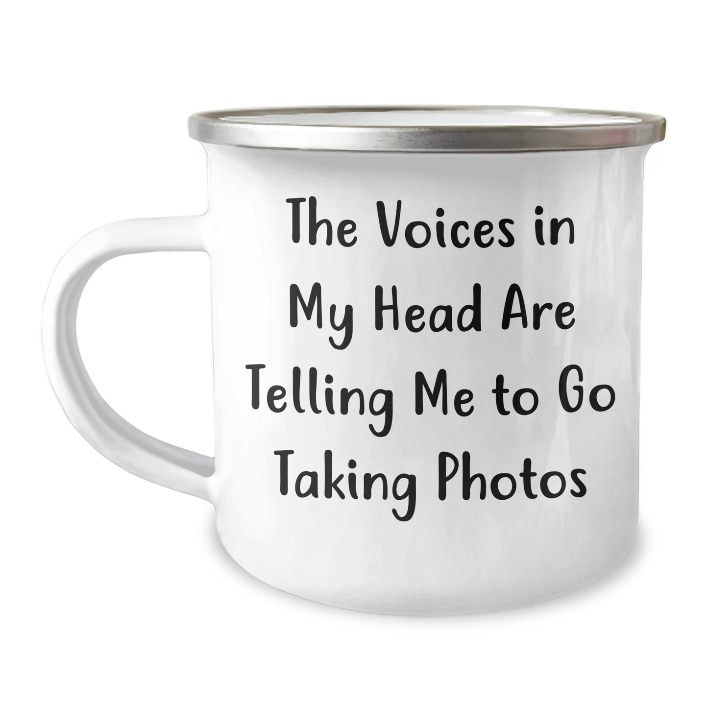 Funny Taking Photos Gifts for Men, Camping Mug from Friends, 'The Voices In My Head Are Telling Me To Go Taking Photos' Quote, Father's Day Unique Gifts - Image 1