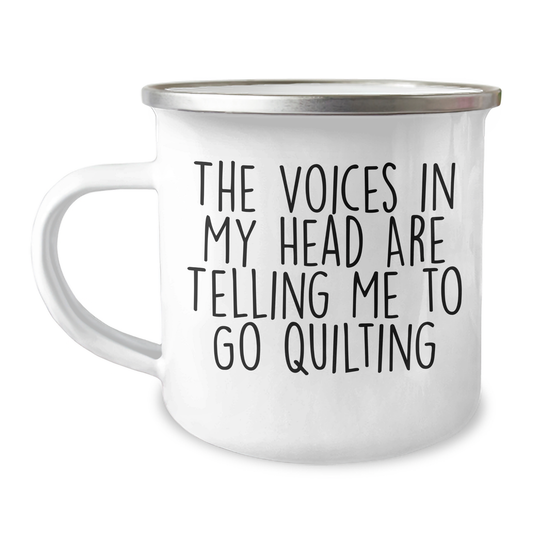 Quilting Voices Funny Camping Mug Gifts for Father's Day from Friends - Image 1