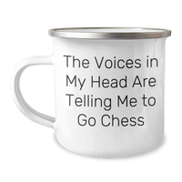Load image into Gallery viewer, Funny Chess Quotes Camping Mug, Gifts from Men for Chess Lovers on Father&#39;s Day - &#39;The Voices In My Head Are Telling Me To Go Chess&#39; - Image 1
