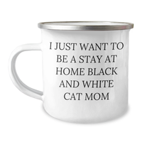 Load image into Gallery viewer, Funny Black and White Cat Mom Camping Mug Gifts from Family, Friends, and Coworkers for Black and White Cat Lovers on Father&#39;s Day - Image 1
