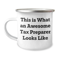 Load image into Gallery viewer, Inspirational Tax Preparer Stainless Steel Enamel Camping Mug Gift for Tax Preparer: This Is What An Awesome Tax Preparer Looks Like | Father&#39;s Day Unique Gifts for Tax Preparers - Image 1
