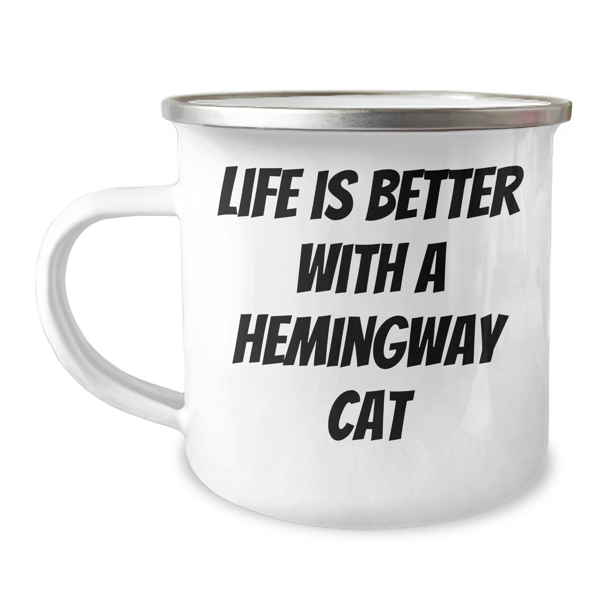 Funny Hemingway Cat Gifts for Him - 'Life Is Better With A Hemingway Cat' Camping Mug from Friends, Coworkers, or Family for Father's Day - Image 1