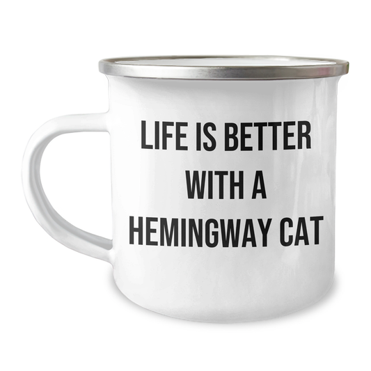 Funny Hemingway Cat Gifts for Men - Life Is Better With A Hemingway Cat, Camping Mug for Father's Day, Gifts from Men to Family and Friends - Image 1