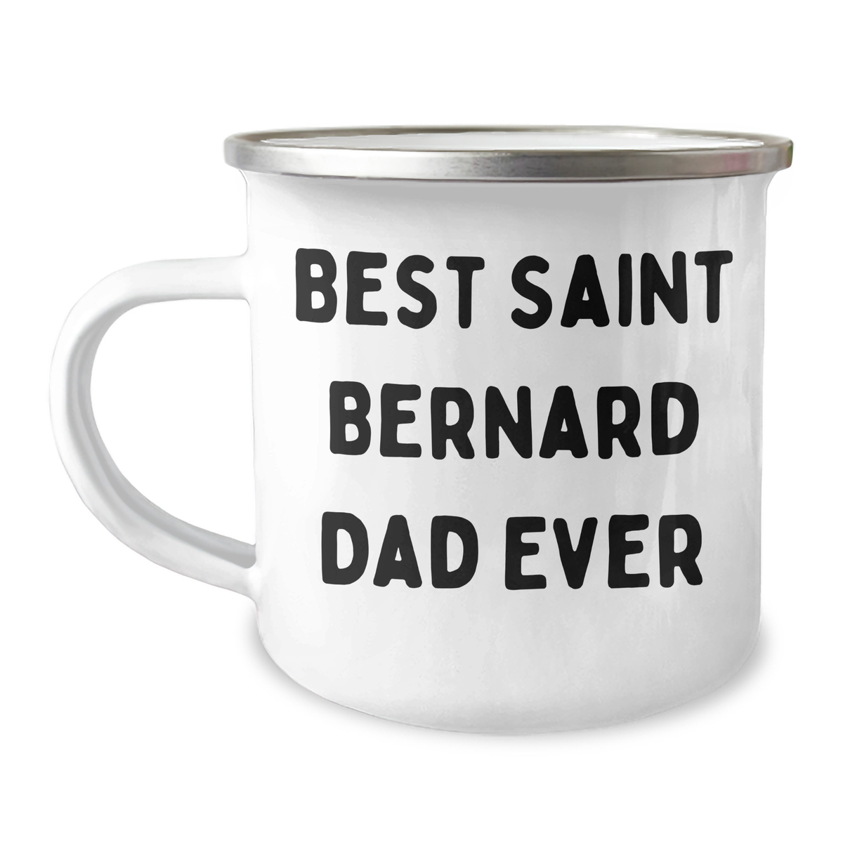 Saint Bernard Dog Camping Mug, Funny Quote 'Best Saint Bernard Dad Ever', Gifts from Friends and Family for Father's Day - Image 1