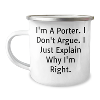 Load image into Gallery viewer, Porter Humor, Funny Camping Mug for Graduation Gifts from Friends, Unique Gifts for Porter - Image 1
