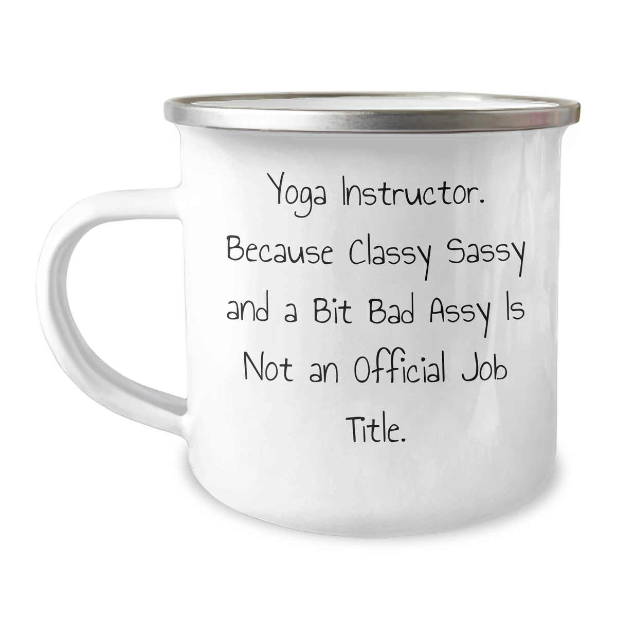 Gifts from Family, Funny Yoga Instructor Mugs for Him - Camping Mug with Permanent Print, 12 oz Stainless Steel Enamel Finish, Perfect for Father's Day Unique Gifts - Image 1