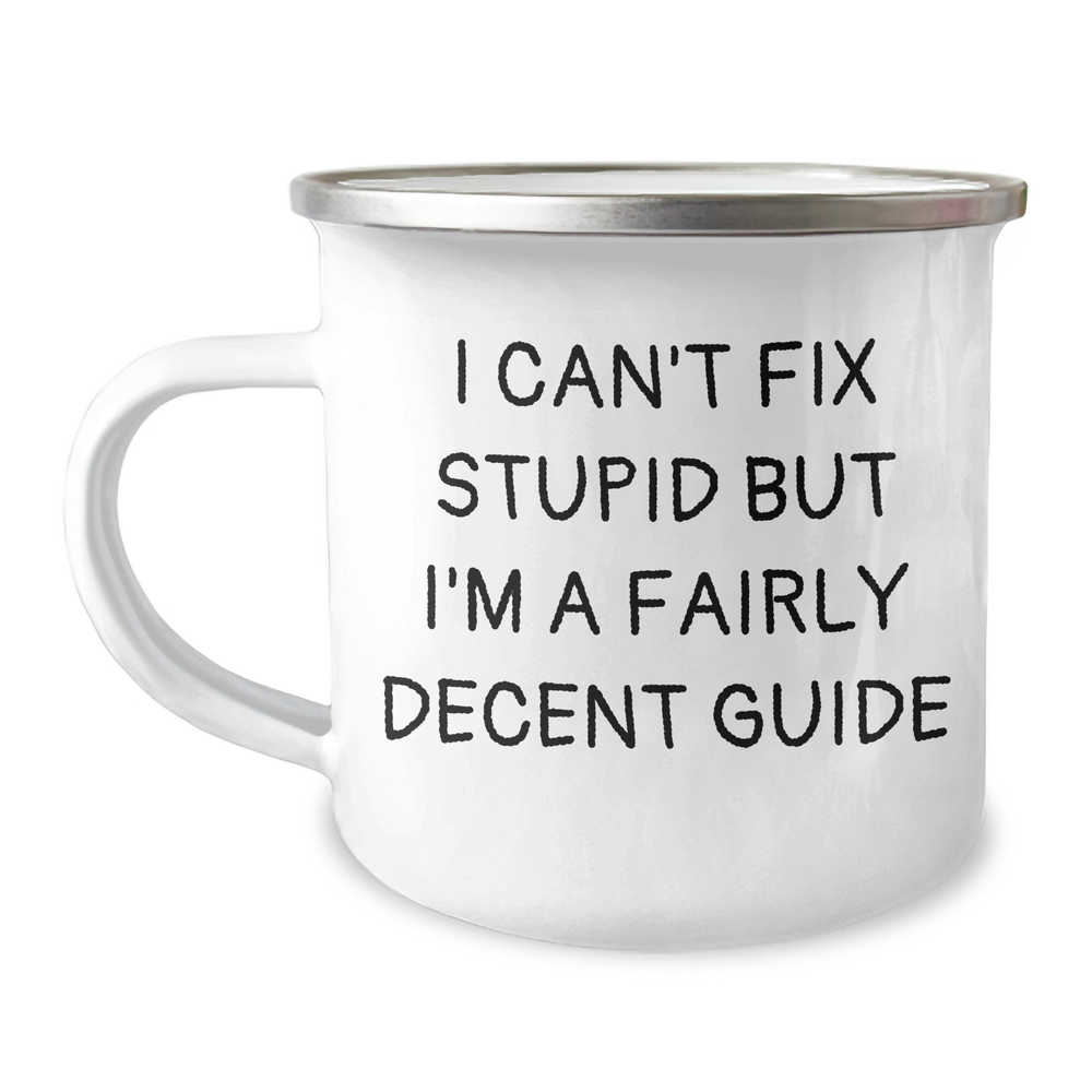 Funny Guide Camping Mug I Can't Fix Stupid But I'm A Fairly Decent Guide Gifts from Family for Father's Day - Image 1