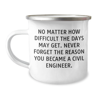 Load image into Gallery viewer, Inspirational Civil Engineer Gifts from Men, Gifts for Civil Engineer Dads, Unique Camping Mug for Father&#39;s Day, No Matter How Difficult - Image 1
