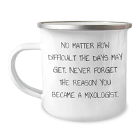 Load image into Gallery viewer, Inspirational Mixologist Gifts from Men to Father&#39;s Day for Camping Mug Enthusiasts, &#39;No Matter How Difficult The Days May Get, Never Forget The Reason You Became A Mixologist.&#39; - Image 1
