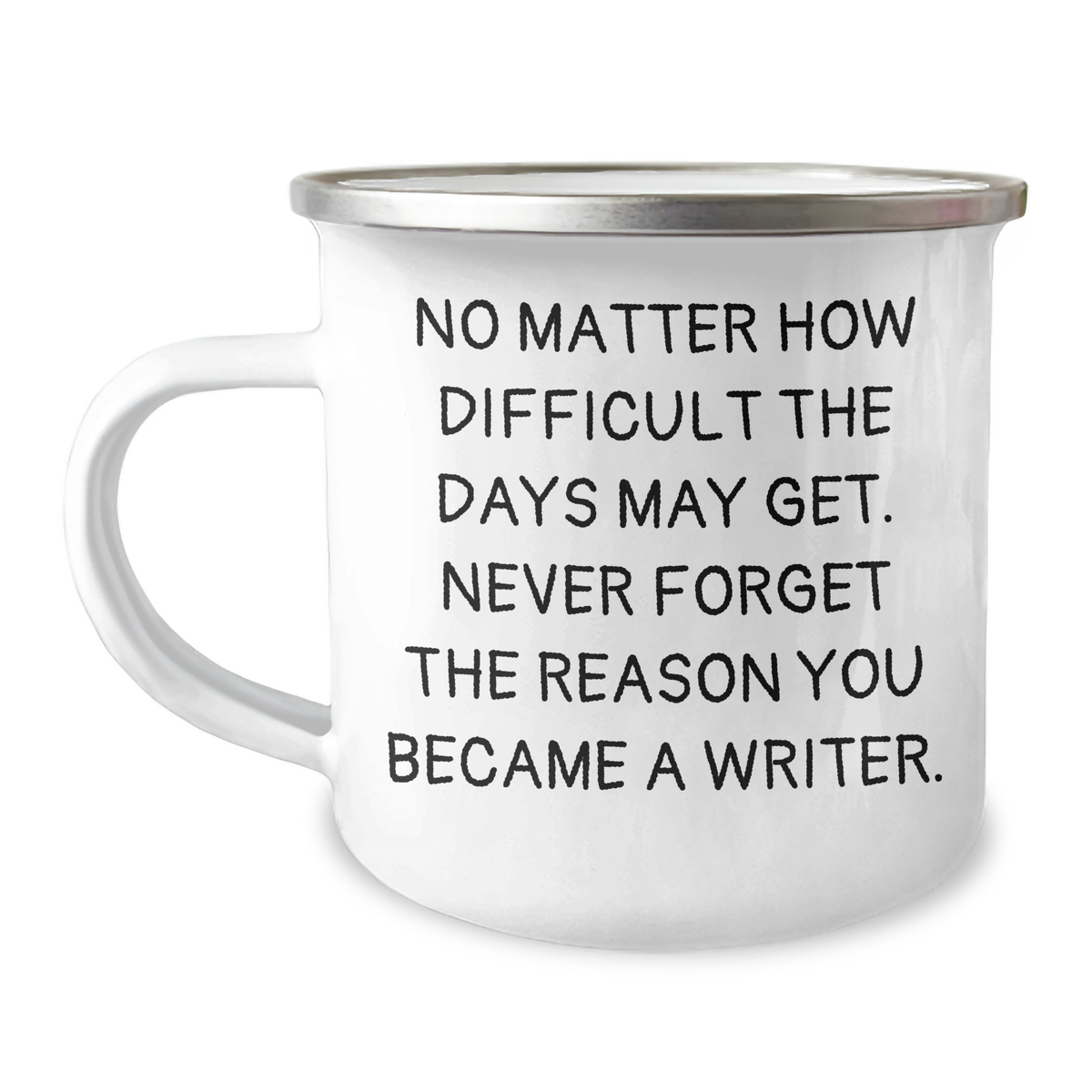 Funny Writer Gifts from Mom, 'No Matter How Difficult The Days May Get. Never Forget The Reason You Became A Writer.' Inspirational Camping Mug for Writers, Mother's Day Unique Gifts from Women - Image 1