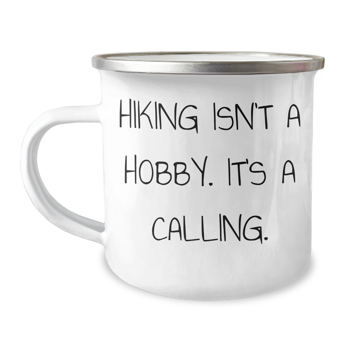 Funny Hiking Gifts for Men, 'Hiking Isn't A Hobby. It's A Calling.' Enamel Camping Mug for Dad, Father's Day Unique Gifts from Family - Image 1