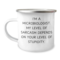 Load image into Gallery viewer, Funny Microbiologist Gifts for Her - I&#39;m A Microbiologist. My Level Of Sarcasm Depends On Your Level Of Stupidity. Camping Mug from Friends - Image 1
