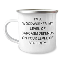Load image into Gallery viewer, Woodworker Gifts from Friends, Funny Camping Mug for Mom on Mother&#39;s Day, I&#39;m A Woodworker, quote, 12 oz Stainless Steel Enamel Finish - Image 1
