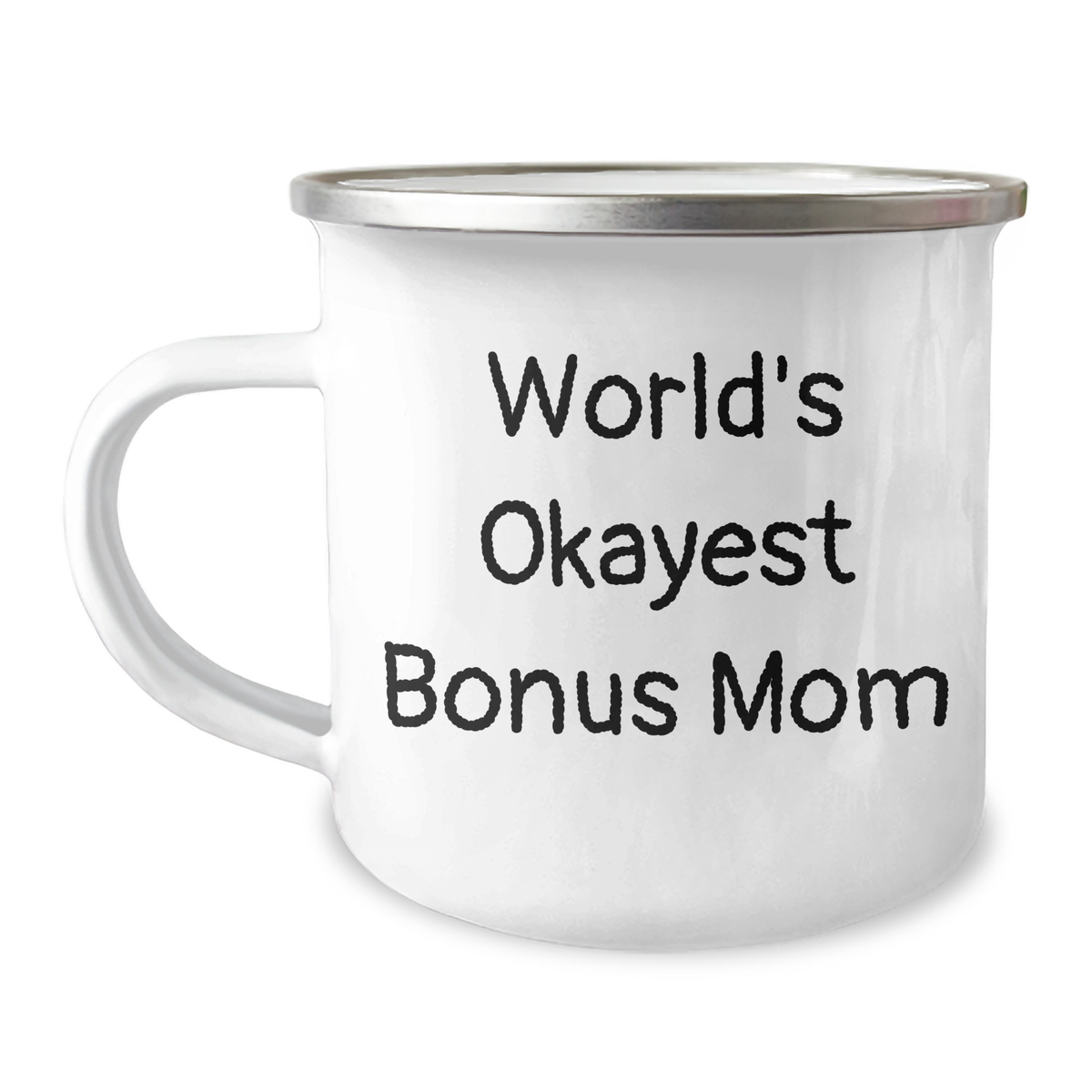 Funny Bonus Mom Gifts from Friends for World's Okayest Bonus Mom Camping Mug, Perfect for Father's Day - Image 1