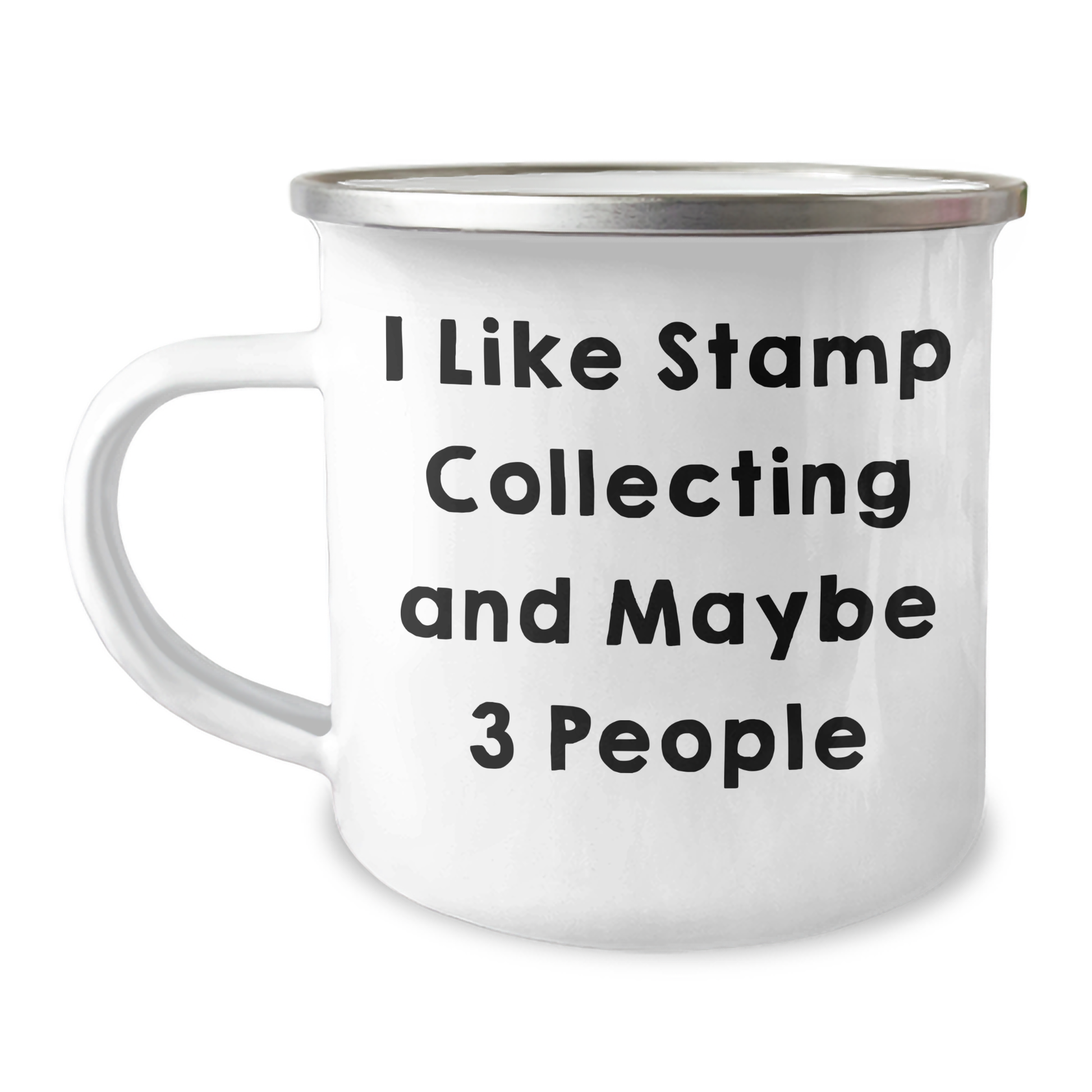 Funny Quote Stamp Collecting Gifts for Friend's Graduation, Camping Mug with Enamel Finish, 12 oz Capacity - Image 1