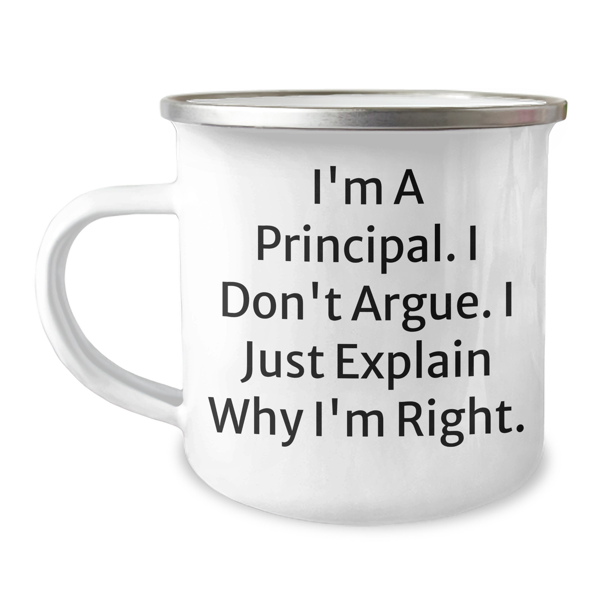 Funny Principal Gifts for Graduation - 'I Don't Argue, I Just Explain Why I'm Right' Stainless Steel Camping Mug, Gifts from Men, Gifts for Principal - Image 1