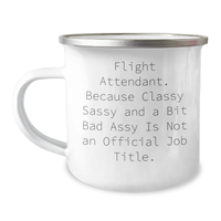 Load image into Gallery viewer, Flight Attendant Gifts from Friends, Unique Camping Mug for Her, Funny Quote Inside, 12 oz Stainless Steel with Enamel Finish, Graduation Unique Gifts - Image 1
