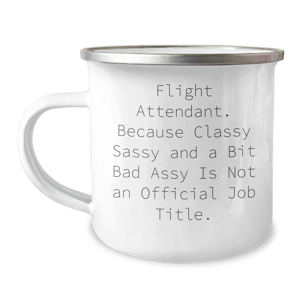 Flight Attendant Gifts from Friends, Unique Camping Mug for Her, Funny Quote Inside, 12 oz Stainless Steel with Enamel Finish, Graduation Unique Gifts - Image 1