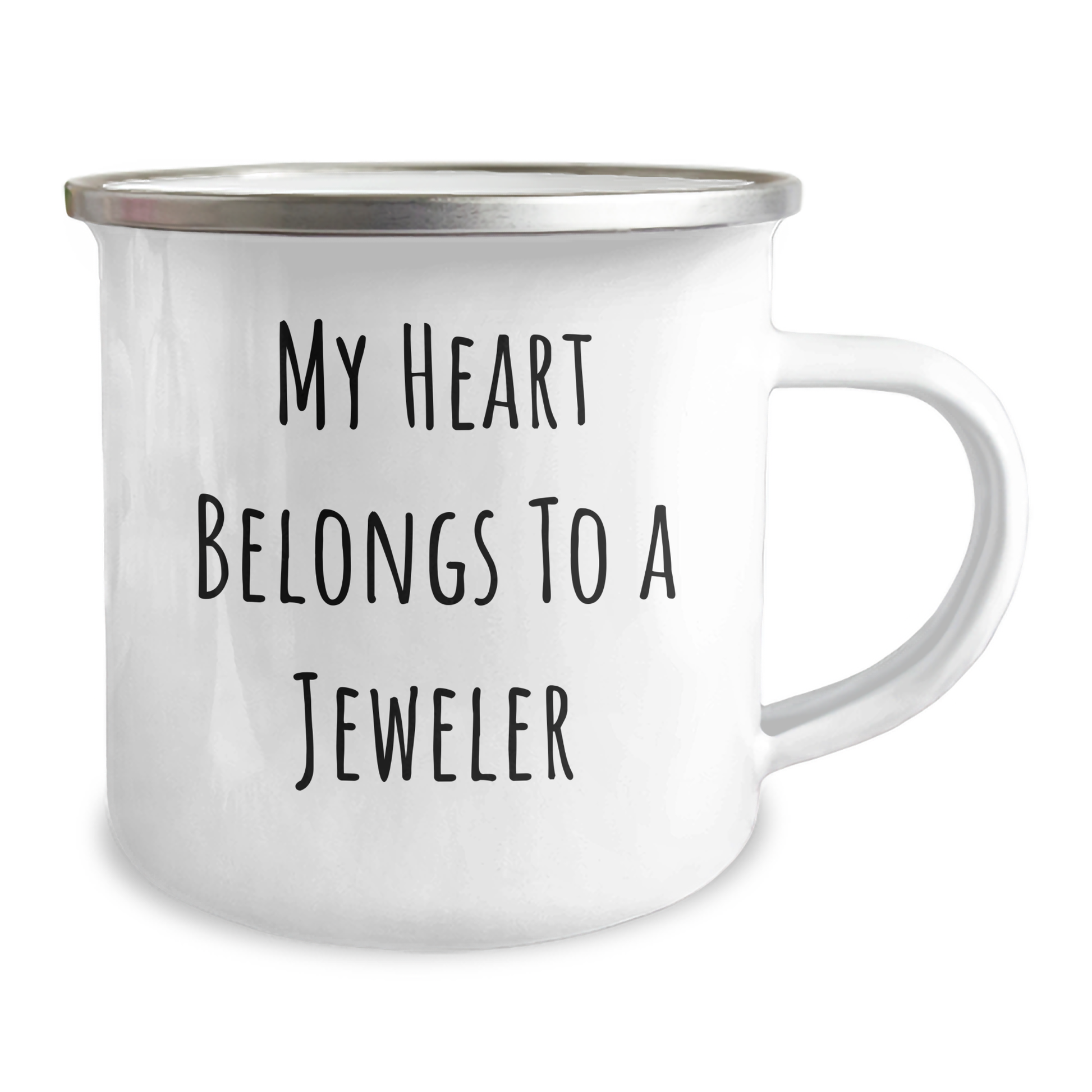 Funny Jeweler Gifts from Men - My Heart Belongs To A Jeweler, Enamel Camping Mug for Women, Friends, Family, Coworkers - Unique Presents for Mother's Day - Image 2