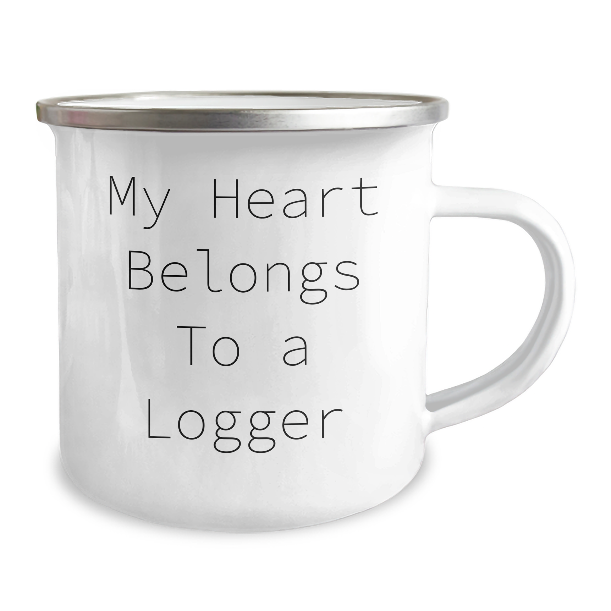 Funny Logger Gifts for Her - 'My Heart Belongs To A Logger' 12 oz Camping Mug, Gifts from Family for Mother's Day - Image 2
