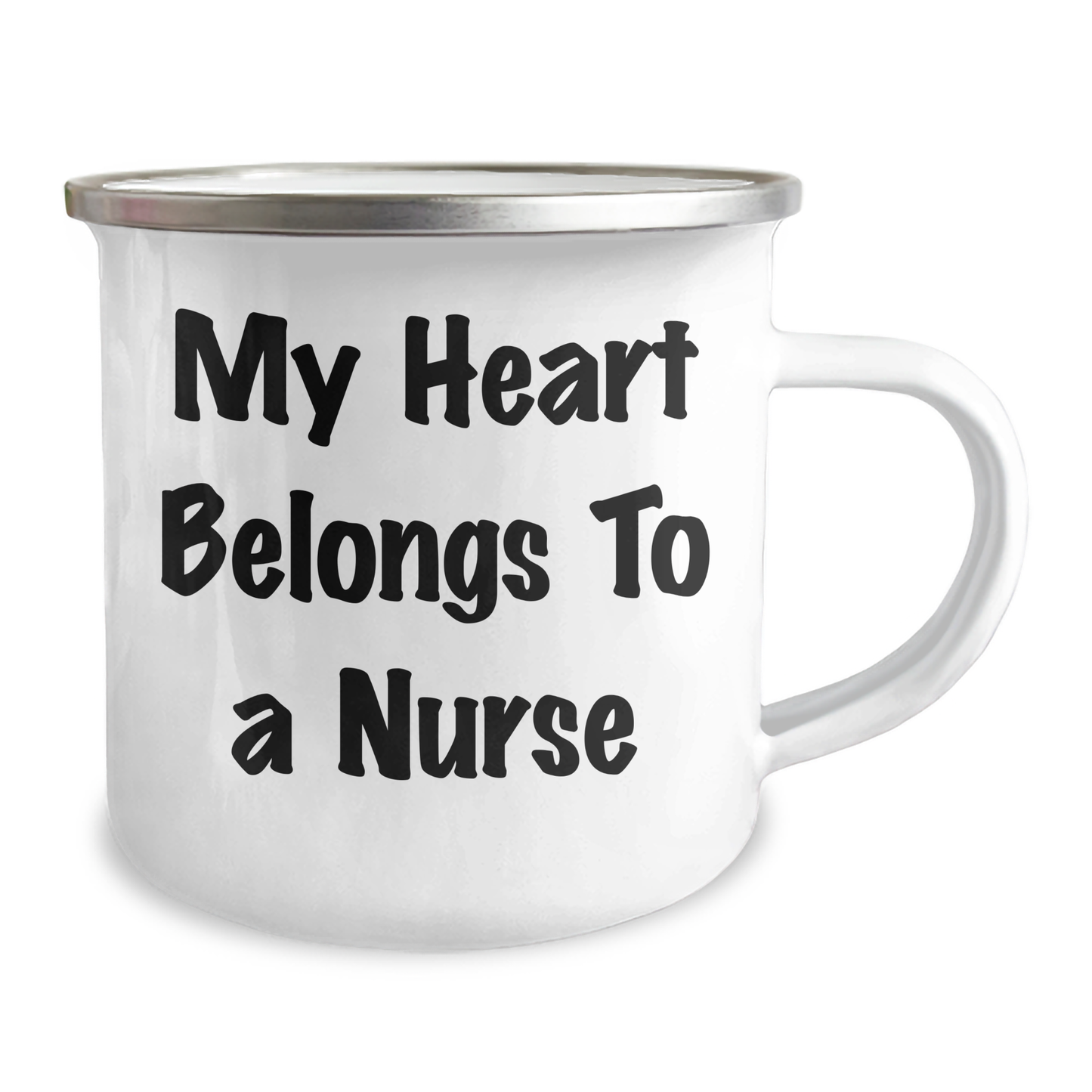 My Heart Belongs To A Nurse Funny Quote Gifts for Nurse Camping Mug, Gifts from Men to Family on Father's Day - Image 2