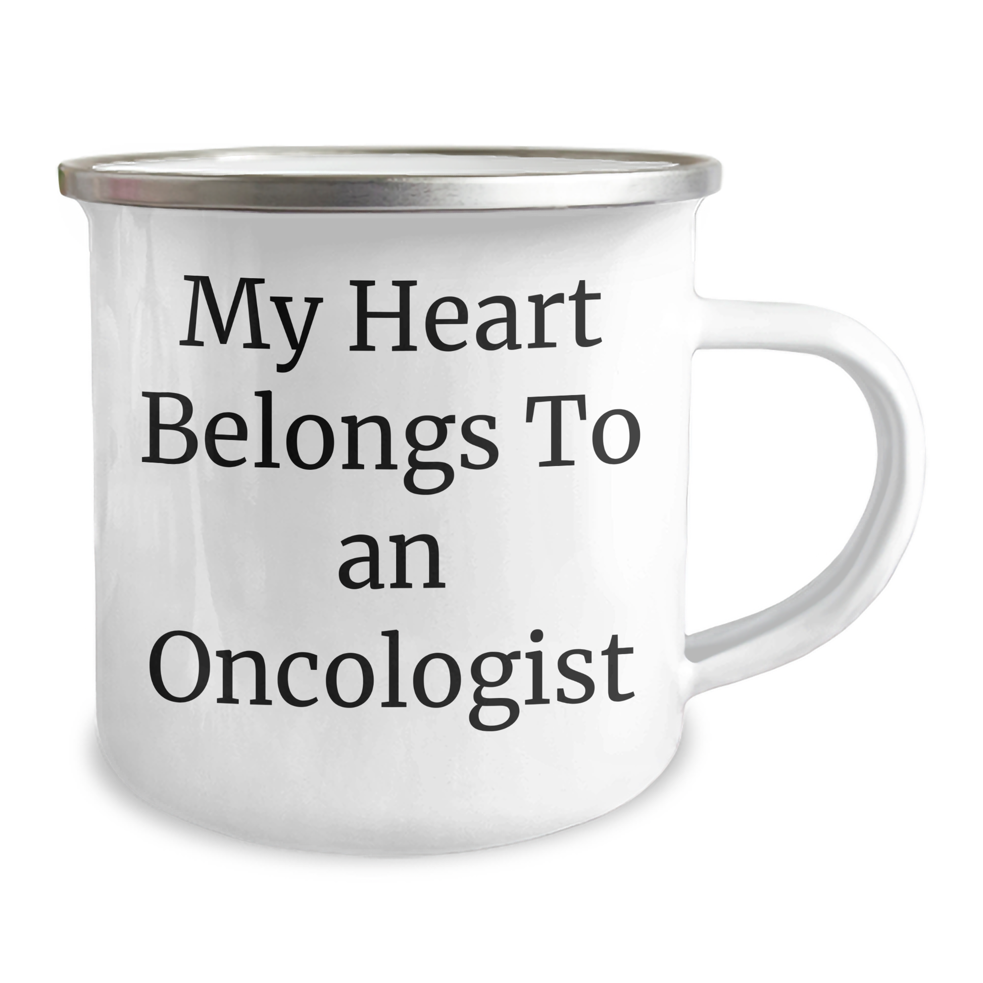 Funny Oncologist Gifts from Men, Unique Camping Mugs for Oncologist, 'My Heart Belongs To An Oncologist' Quote on Father's Day, Gifts for Oncologist - Image 2