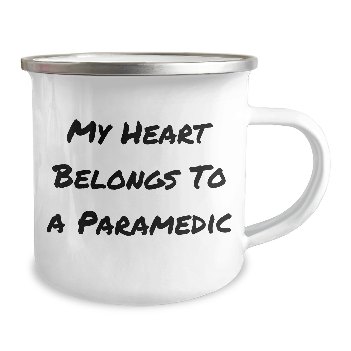 Funny Rescue Worker Gifts, Camping Mug for Dad, My Heart Belongs To A Rescue Worker, Stainless Steel with Enamel Finish, Perfect for Father's Day, Gifts from Men to Rescue Worker - Image 2