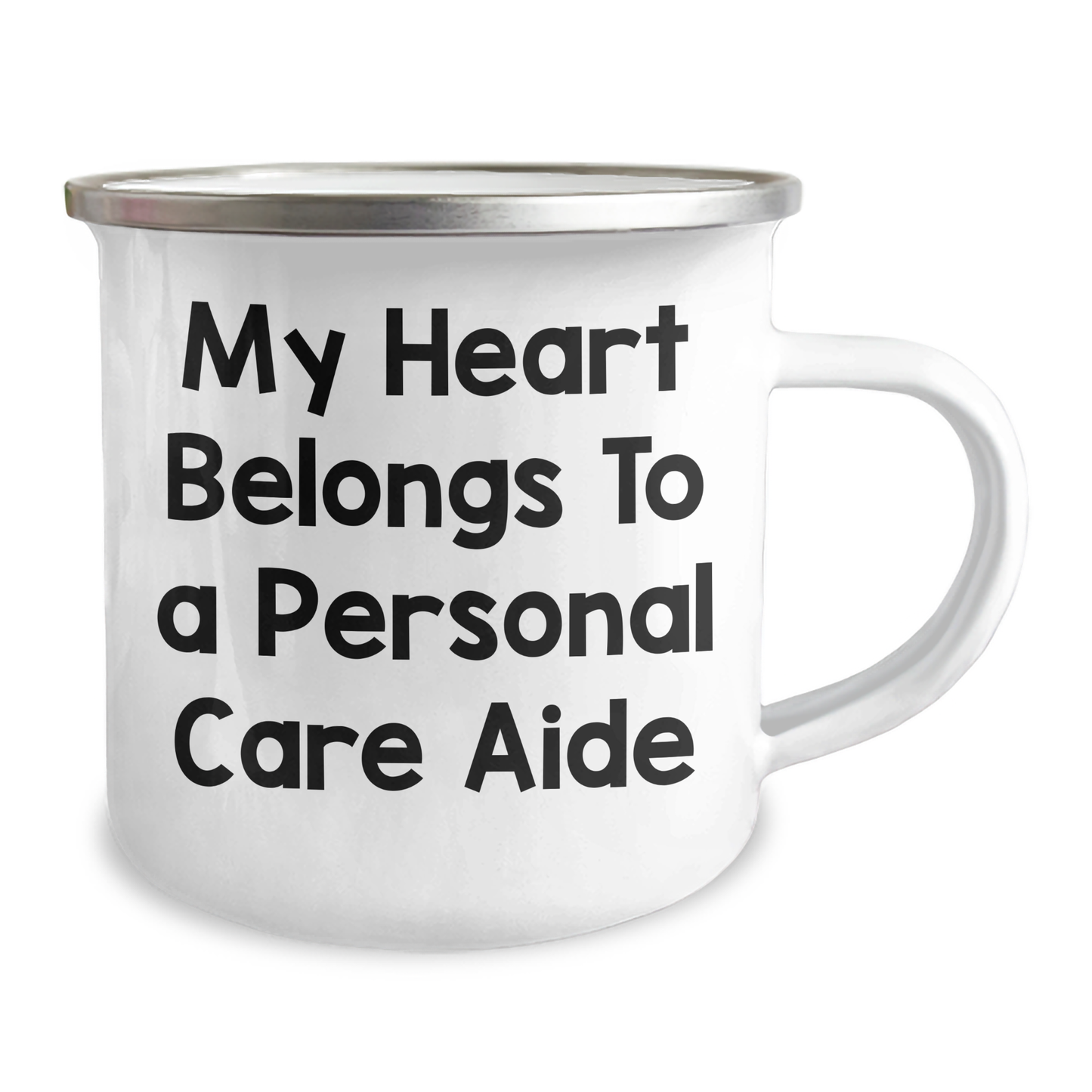 Funny Personal Care Aide Gifts from Men to Personal Care Aide on Father's Day - 'My Heart Belongs To A Personal Care Aide' Camping Mug - Image 2