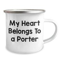 Load image into Gallery viewer, Porter Lovers&#39; Funny Camping Mug, Gifts from Family for Porter, My Heart Belongs To A Porter, Father&#39;s Day Unique Gifts - Image 2
