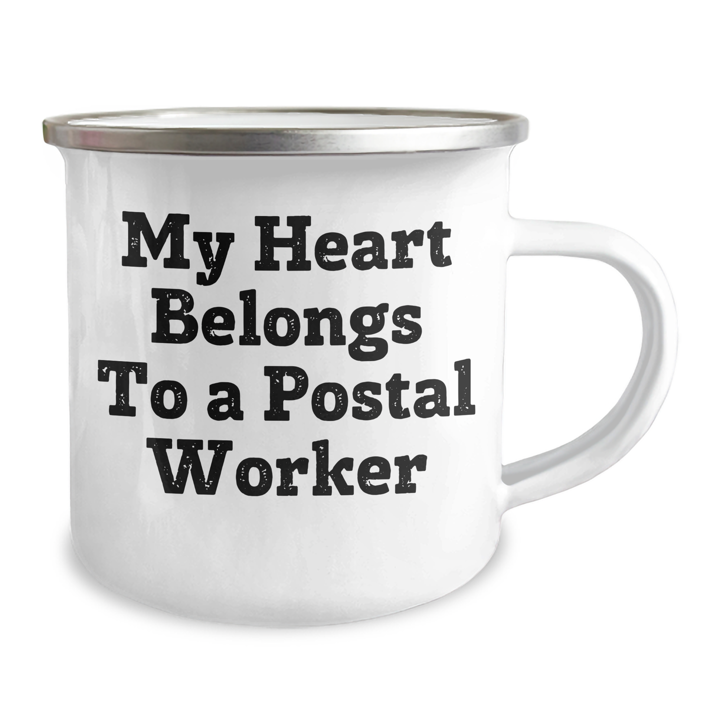 Funny Postal Worker Gifts from Friends to Men - My Heart Belongs To A Postal Worker Camping Mug, Perfect for Father's Day - Image 2