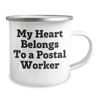 Load image into Gallery viewer, Funny Postal Worker Gifts from Friends to Men - My Heart Belongs To A Postal Worker Camping Mug, Perfect for Father&#39;s Day - Image 2
