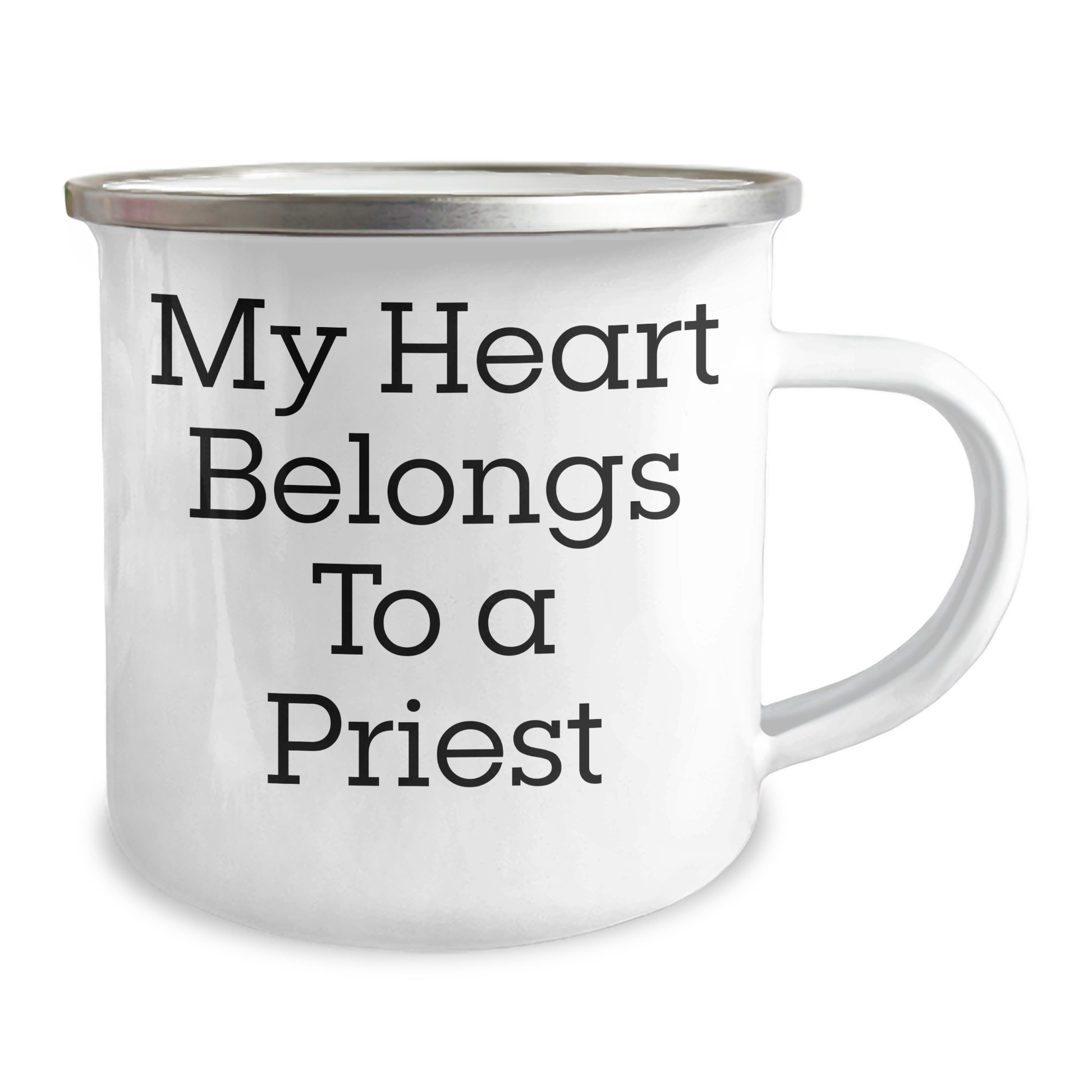 Funny Priest Gifts, Camping Mug 'My Heart Belongs To A Priest' for Father's Day Unique Gifts from Friends to Priest Men - Image 2