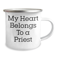 Load image into Gallery viewer, Funny Priest Gifts, Camping Mug &#39;My Heart Belongs To A Priest&#39; for Father&#39;s Day Unique Gifts from Friends to Priest Men - Image 2
