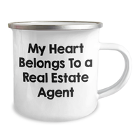 Load image into Gallery viewer, Funny Real Estate Agent Gifts from Friends - My Heart Belongs To A Real Estate Agent Camping Mug for Real Estate Agent, Father&#39;s Day Unique Gifts for Men, Gifts from Family - Image 2

