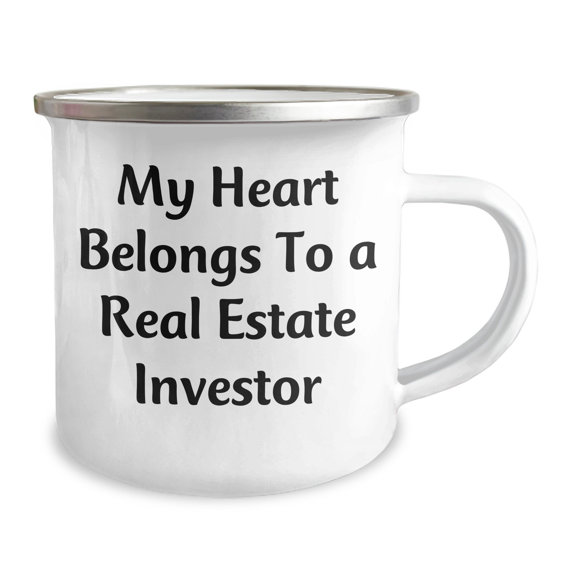 Funny Real Estate Investor Gifts for Him from Family - My Heart Belongs To A Real Estate Investor Quote on Camping Mug, Father's Day Unique Gifts for Men - Image 2