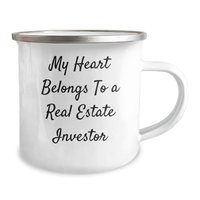 Load image into Gallery viewer, Funny Real Estate Investor Gifts, My Heart Belongs To A Real Estate Investor, 12 oz Camping Mug, Gifts from Family for Father&#39;s Day - Image 2
